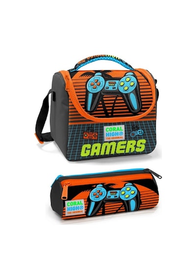 Coral High Gri Kırmızı Gamererkek Çocuk Beslenme Çantası Seti