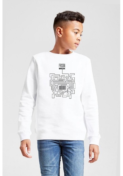 Tshirthane Prison Break Labyrinth Beyaz Çocuk 2ip Sweatshirt 001