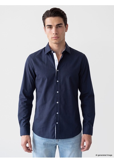 Lcw Busıness Lacivert Slim Fit Erkek Basic Gömlek