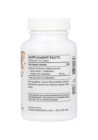 Thorne, Quercetin Phytosome, 60 Capsules 250 Mg Per Capsule
