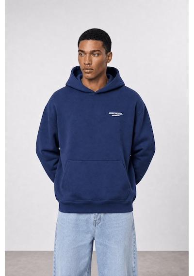 Respire Erkek Absofuckinlutely Baskılı Oversize Hoodie Lacivert