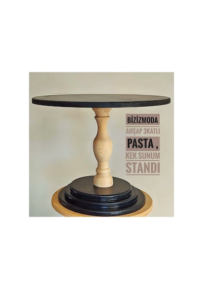 Pasta Standı Ahşap Ayaklı Katlı Sunum Servis Standı Pasta Kek Standı Düzenleyici Siyahağaç