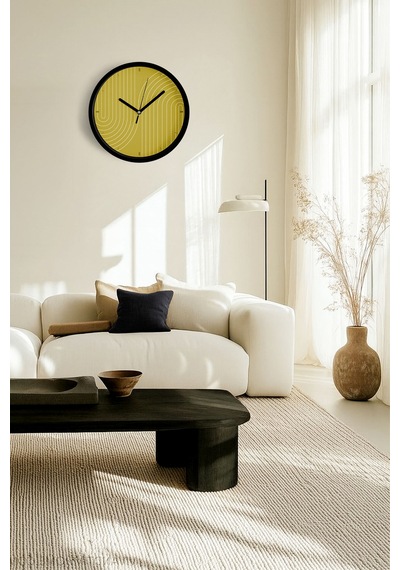 Yansıma Modern Tasarım Duvar Saati - 25cm - Önü Camlı Siyah Kasa - Sessiz Mekanizma-jh0780 Siyah