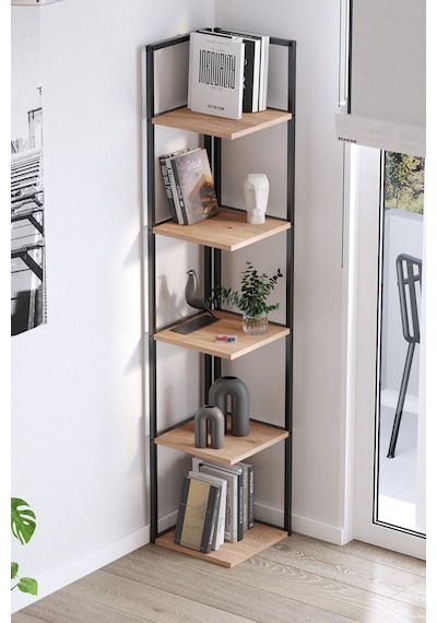 Bofigo 5 Raflı Metal Köşe Kitaplık Rafı Dekoratif Aksesuar Rafı Selanik 180 Cm Çam Bofigo 5 Raflı Metal Köşe Kitaplık Rafı Dekoratif Aksesuar Rafı Selanik 180 Cm Çam