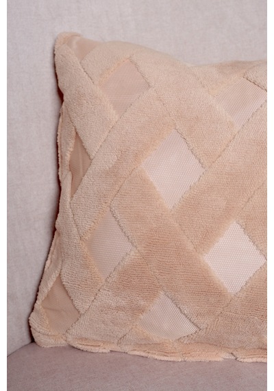 Cross Welsoft Jakarlı Dekoratif Kırlent Kılıfı 43x43 - Ztcross Bej