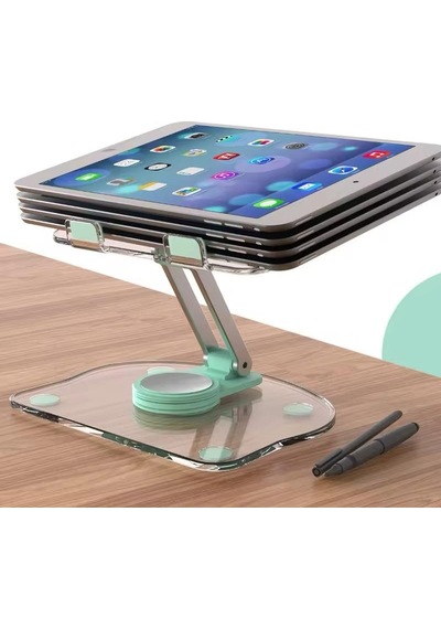 Tablet Tutucu Şeffaf Metal Aparat 360 Dönebilen Katlanabilir