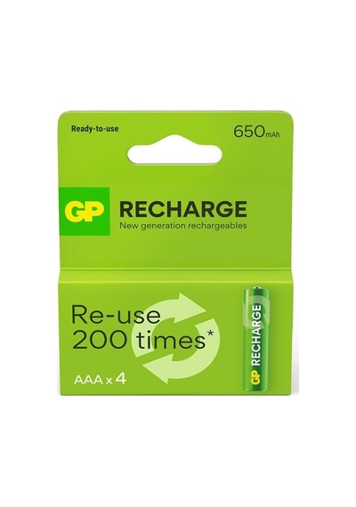 Batteries Recharge 650 Aaa İnce Kalem Ni-mh Şarjlı Pil, 1.2 Volt, 4 Lü Kart Ekonomik Seri