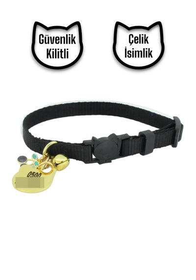 İsimli, Güvenlik Kilitli Kedi Tasması- , İsimlikli Tasma Syhkk