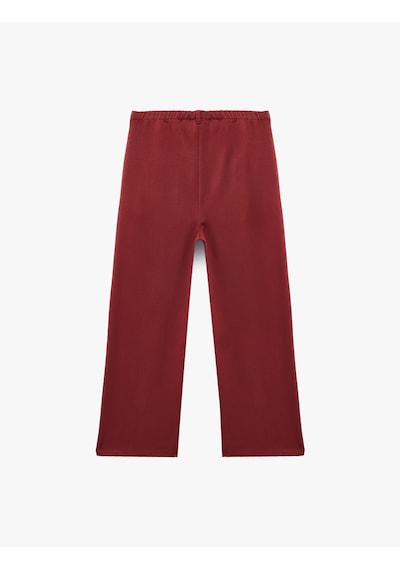 Koton Viskon Karışımlı Beli Bağlamalı Geniş Paça Pantolon Bordo 6skg40086aw