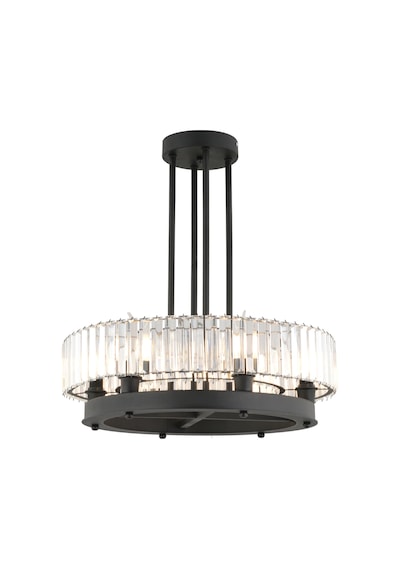 Azalea 6Lı Siyah Kristalli Taşlı Modern Tasarım Kristal Salon Avize