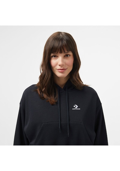 Converse Chuck Taylor Boxy Kadın Siyah Kapüşonlu Sweatshirt Siyah