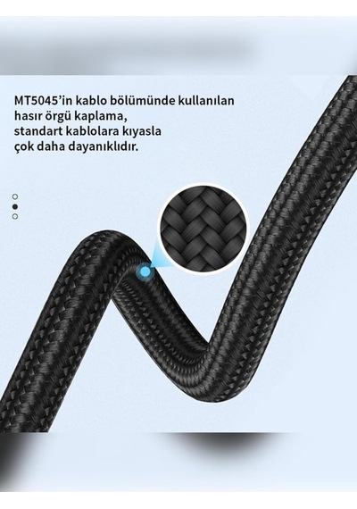 Tr Type-c To 3.5mm Aux Adaptör Dac Çipli Dayanıklı Örgü Kablo Ses Dönüştürücü Mt5045 İle Uyumlu