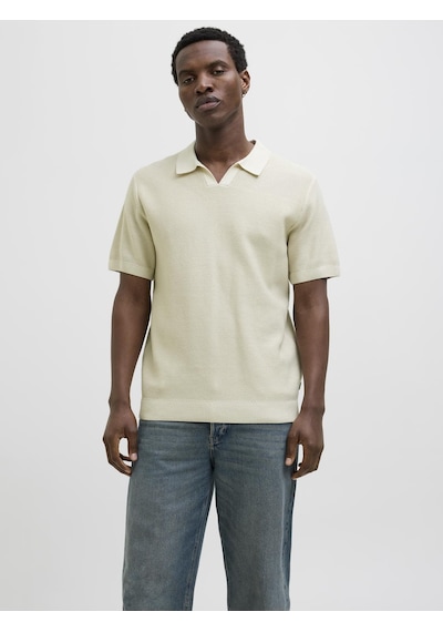 Jack & Jones Erkek Regular Fit Split Yaka Triko Tisört - Heaston - 12294733 Whitecap Gray
