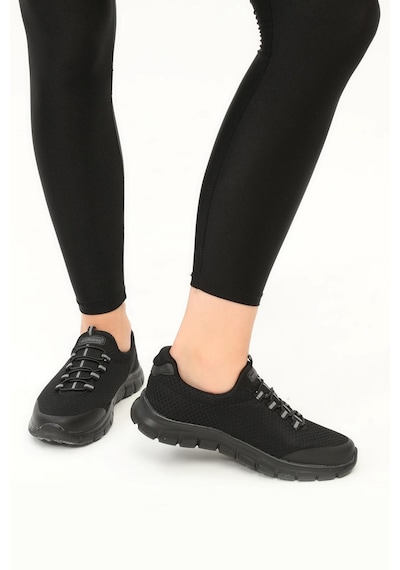 Walkway Flexible Siyah-siyah Unisex Bağcıksız Yürüyüş Ayakkabı 001