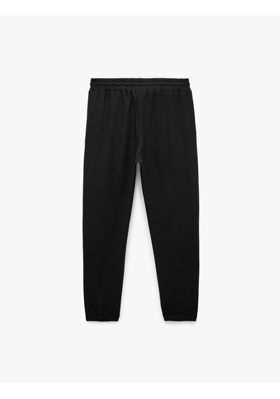 Koton Straight Fit Cepli Beli Bağcıklı Jogger Spor Eşofman Altı Siyah 7wam40050nk