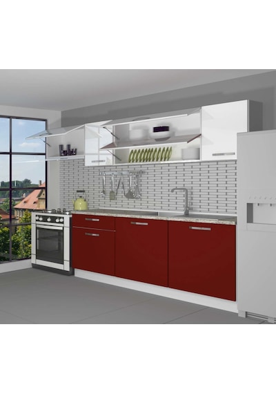 Decoraktiv Ekol 240 Mdf Hazır Mutfak Dolabı - Tezgah Dahil - Bordo Beyaz Beyaz - Kırmızı Decoraktiv Ekol 240 Mdf Hazır Mutfak Dolabı - Tezgah Dahil - Bordo Beyaz Beyaz - Kırmızı