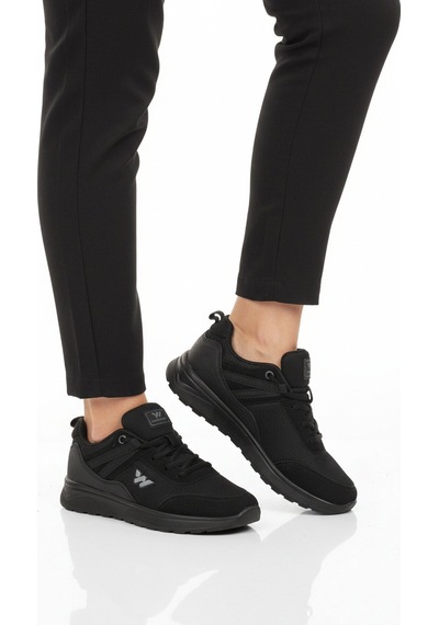 Walkway Siyah Fileli Hafif Bağcıklı Unisex Spor Ayakkabı 7001 Omina G