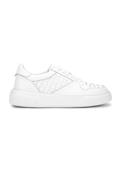 Tamer Tanca Erkek Hakiki Deri Beyaz Sneakers & Spor Ayakkabı 04 268 Erk Ayk Y25 Beyaz Dr/orgu Beyaz
