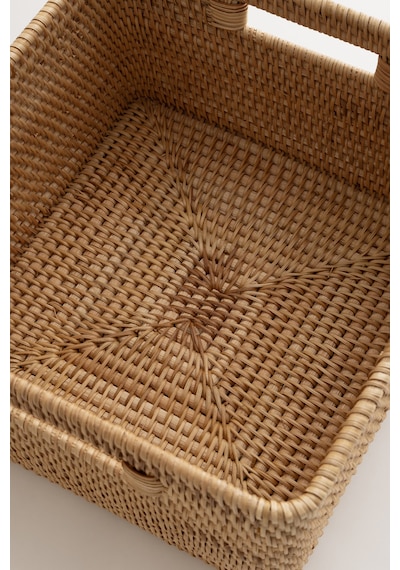 Meander Rattan Orta Boy Saklama Kutusu & Dekoratif Sepet 30x28x16 Natural