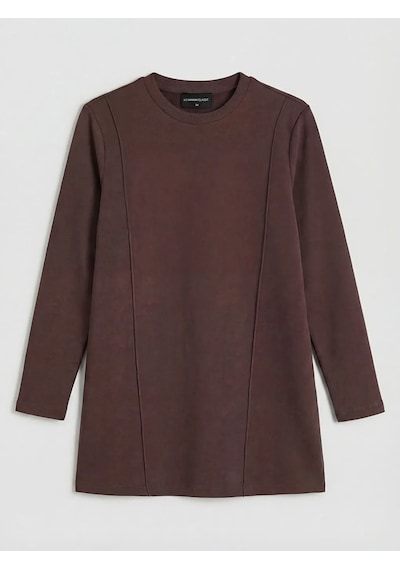 Lc Waikiki Kahverengi Bisiklet Yaka Kadın Sweatshirt Tunik