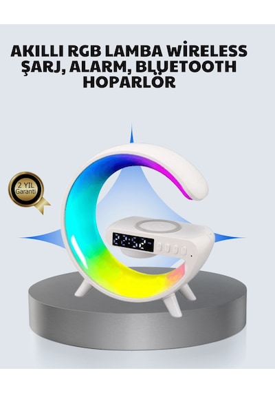 Başucu İçin Tasarlanmış Kablosuz Şarjlı Gece Lambası Ve Bluetooth Ses Sistemi