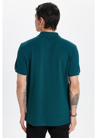 Tudors Erkek Slim Fit Dar Kesim %100 Pamuk Yeşil Polo Yaka Tişört-32775 Yeşil