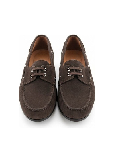 Ne&ve Shoes Kahve Süet Hakiki Deri Kadın Bağcıklı Loafer Ayakkabı Kahverengi