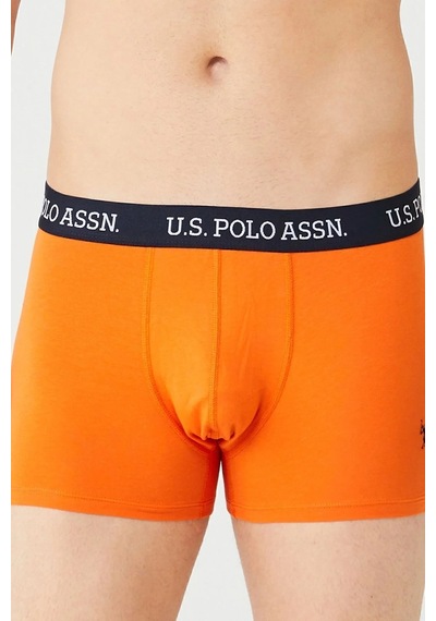 U.S. Polo Assn. Erkek Turuncu Baskılı - Lacivert - Turuncu 3'lü Boxer Turuncu- Turuncu Desenli- Lacivert