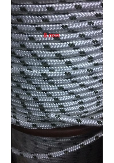 Molhalat 8 MM Iskota Halat 100 Metre-Parlak İpek Örgülü Polyester Halat-Tekne Halatı