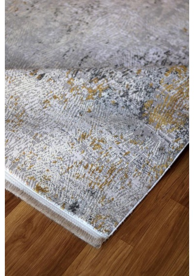 Sanat Halı Doku 1083 Gri Hardal Modern Salon Halısı Hardal