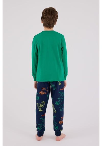 Rolypoly Erkek Çocuk Uzun Kol Pijama Takım Orman Yeşili-1868 Yeşil
