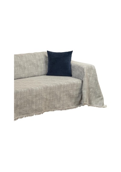 Purecot Premium Pamuklu Püsküllü Koltuk Örtüsü 180x300 Large Çift Taraflı Terletmez Kaymaz, Kahve Çok Renkli