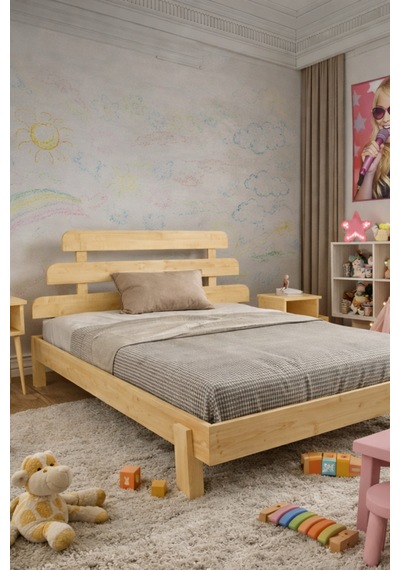 Renazzo Lotus X New Masif Ahşap Karyola Vernik 200x200 Vernik - 200 X 200