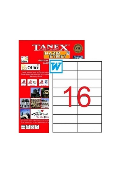 Tanex Lazer Etiket 105X37.125 MM Tw-2105
