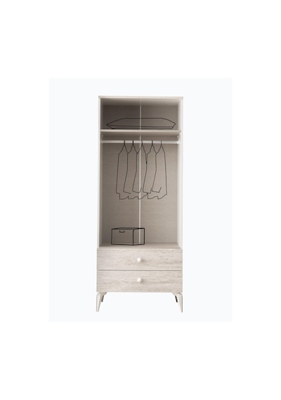 Petra 2 Kapaklı Aynalı Elbise Dolabı Gardrop 120x55x200
