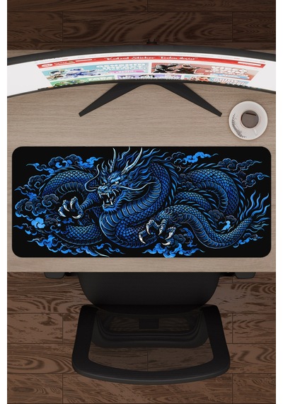 Ejderha Mavi V2 70x30 Xl Gaming Kauçuk Kaymaz Taban Mouse Pad Fare Altlığı