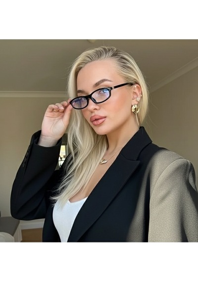 Maux Mavi Işık Korumalı Ekran Gözlüğü Cam Değiştirilebilir Unisex Şık Modern Çerçeveli Gözlük Siyah