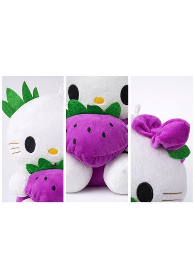 30 Cm Küçük Boy Mor Hello Kitty Çilek Temalı Peluş Oyuncak Mor