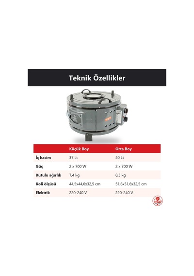 Hsr Home Living Üstten Camlı Orta Boy 40 L Dönerli Termostatlı Davul Fırın