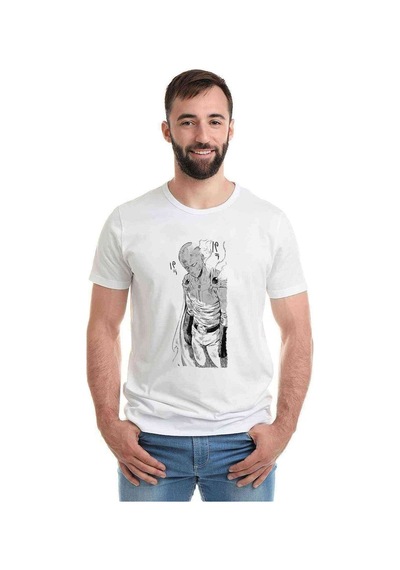 Anime One Punch Man Baskılı Beyaz Erkek Tshirt (530981062)