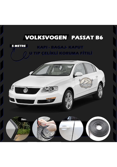 Volksvogen Passat B6 Oto Araç Kapı Koruma Fitili 5 Metre Parlak Siyah Renk