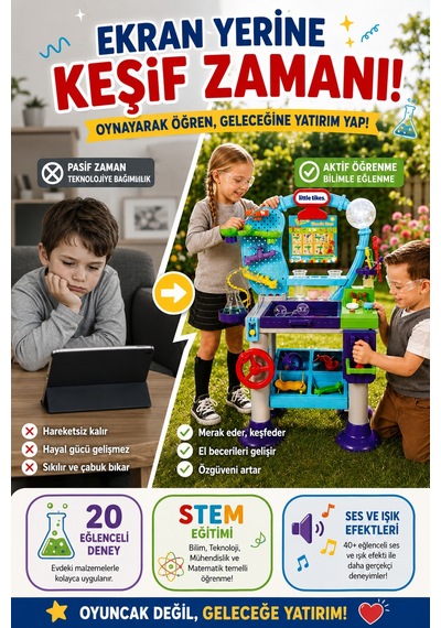 Little Tikes Müthiş Laboratuvar Stem Eğitici Deney Seti Sesli Işıklı Çocuk Oyuncağı +3 Yaş