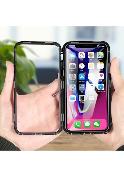Apple Uyumlu iPhone Xr 6.1 Kaliteli 360 Miknatisli Cam Tam Koruma Kilif 307496650 - Renk Seçimi-Kampanya / Siyah-Cam Ekran Koruyucu (+15 Tl)
