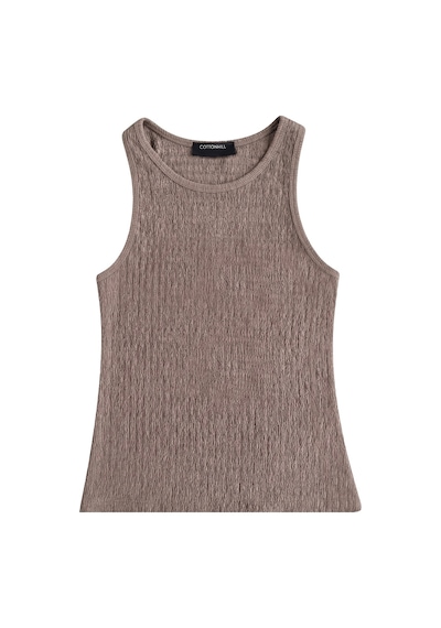 Cottonhıll Premium - Tide Collection Vizon Bisiklet Yaka Bürümcük Dokulu Kolsuz Kadın Crop Bluz VİZON Cottonhıll Premium - Tide Collection Vizon Bisiklet Yaka Bürümcük Dokulu Kolsuz Kadın Crop Bluz VİZON