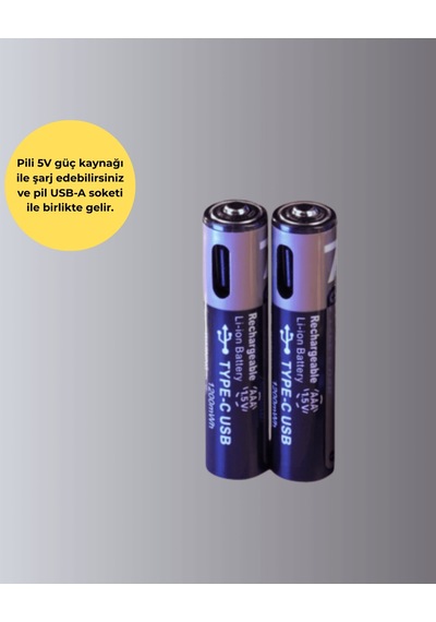 Usb Type-c Aaa Lityum Pil, 1.5v Sabit Voltaj, 1000+ Şarj Döngüsü