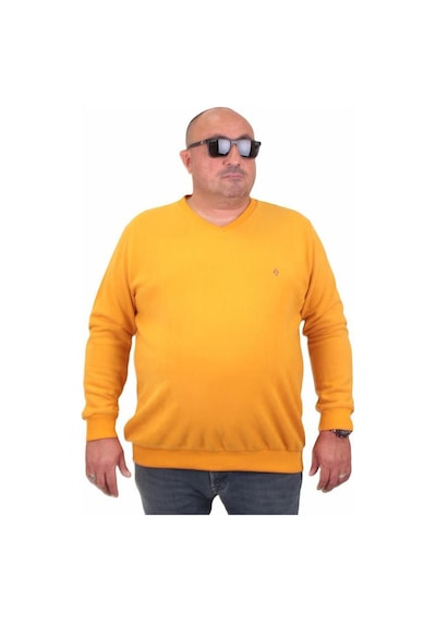 Starbattal Büyük Beden Selanik V Yaka Classic Sweat 23201 Hardal-Hardal
