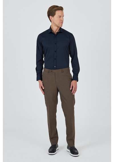İmza Koyu Vizon Esnek Yandan Cepli Comfort Fit Classic Pantolon 1003250151 Koyu Vizon