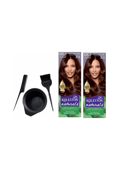 Koleston Natural Saç Boya 3.4 Koyu Kestane 2 Adet+Boyama Seti