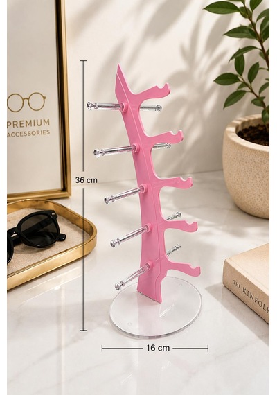 Yelken Model Açık Pembe Gözlük Standı 5 Gözlük Kapasiteli