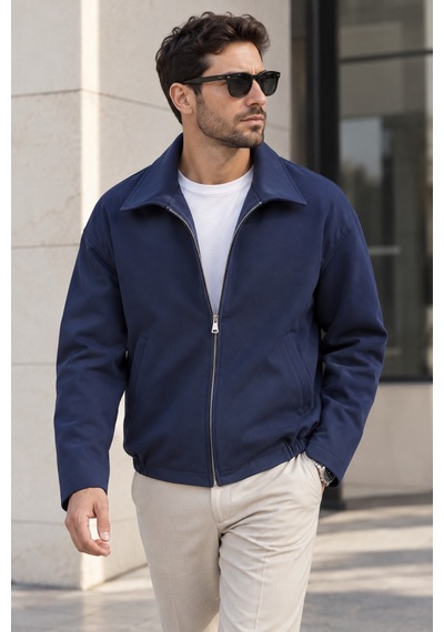 Polo State Erkek Astarlı Fermuarlı Lastik Bel Regular Fit Ceket - Lacivert